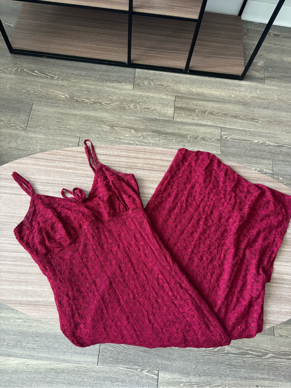 Lace Maxi Slip Dress in Deep Wine - No Comment